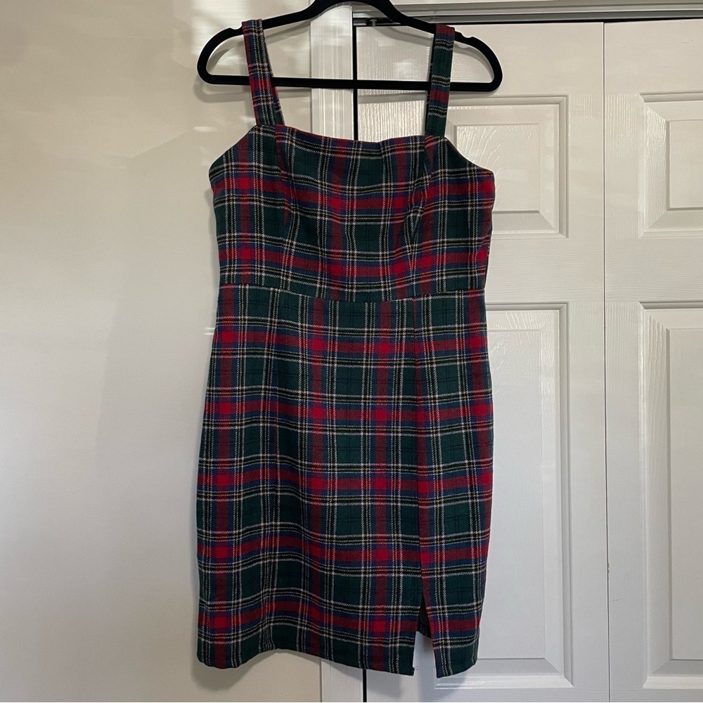 Copper Key Red Green Tartan Jumper Pinafore Dress Holiday Size Junior Large,NWOT